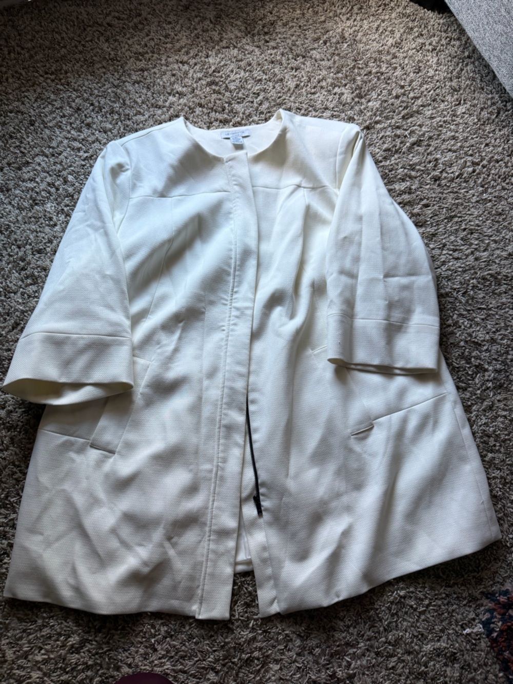 Liz Claiborne Cream Open-Front Coat Jacket